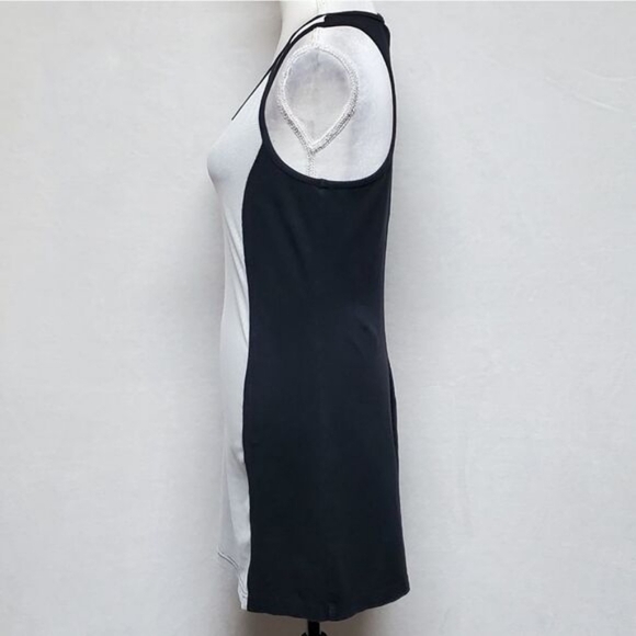 LBH Vintage 1990s Black White Colorblock Racerback Stretchy Mini Tennis Dress S - Picture 7 of 13